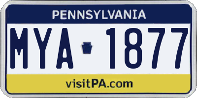 PA license plate MYA1877
