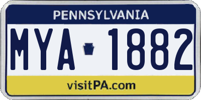 PA license plate MYA1882