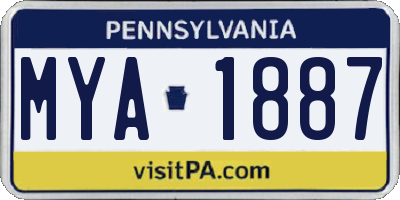 PA license plate MYA1887