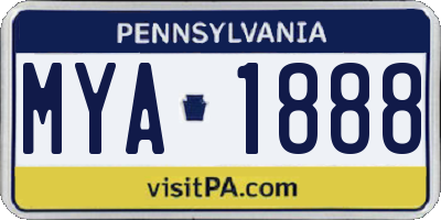 PA license plate MYA1888