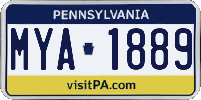 PA license plate MYA1889