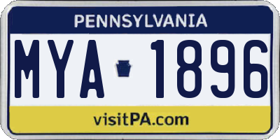 PA license plate MYA1896
