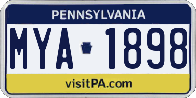 PA license plate MYA1898