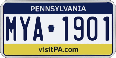PA license plate MYA1901