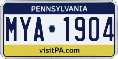 PA license plate MYA1904