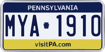 PA license plate MYA1910
