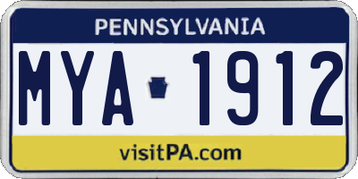 PA license plate MYA1912
