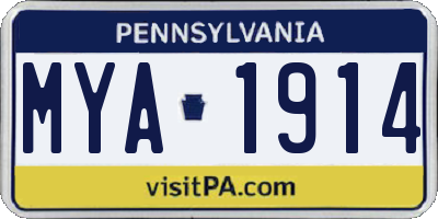 PA license plate MYA1914