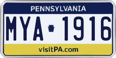 PA license plate MYA1916