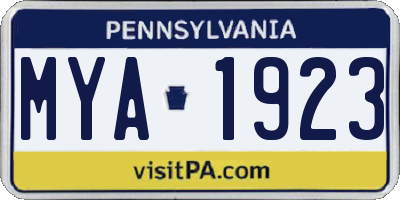 PA license plate MYA1923