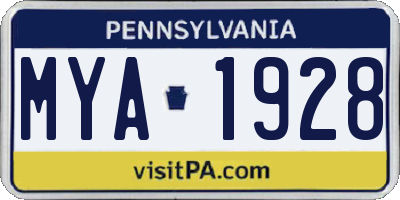 PA license plate MYA1928