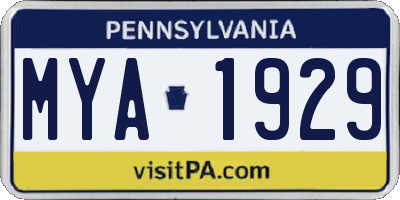 PA license plate MYA1929