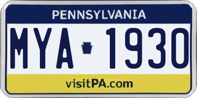 PA license plate MYA1930
