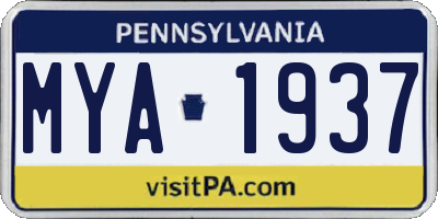 PA license plate MYA1937