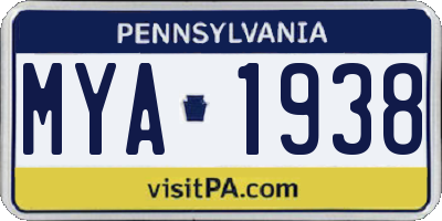 PA license plate MYA1938
