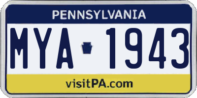 PA license plate MYA1943