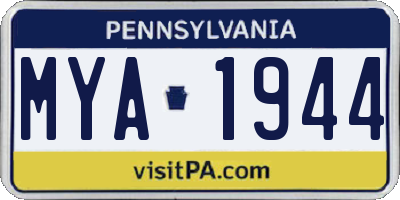 PA license plate MYA1944