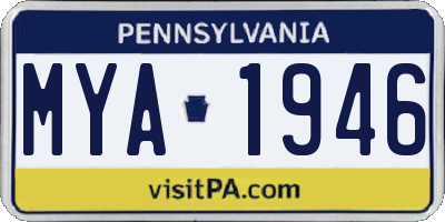 PA license plate MYA1946