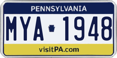 PA license plate MYA1948
