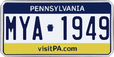 PA license plate MYA1949