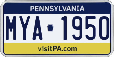 PA license plate MYA1950