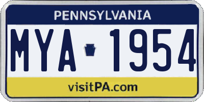 PA license plate MYA1954