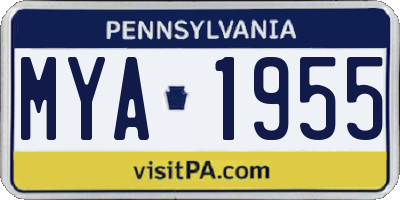 PA license plate MYA1955