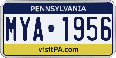 PA license plate MYA1956