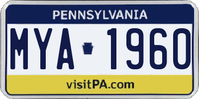 PA license plate MYA1960