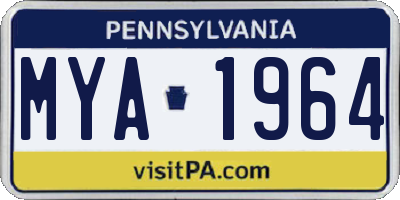 PA license plate MYA1964
