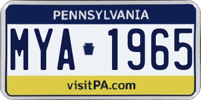 PA license plate MYA1965
