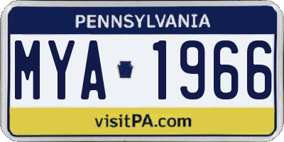 PA license plate MYA1966