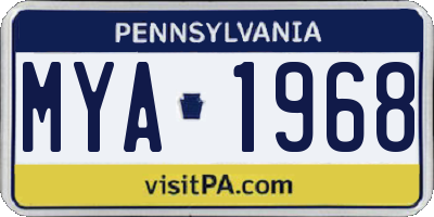 PA license plate MYA1968