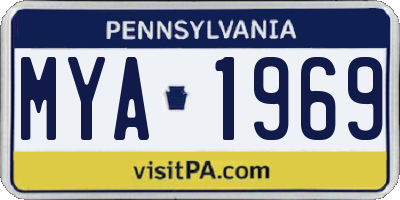 PA license plate MYA1969