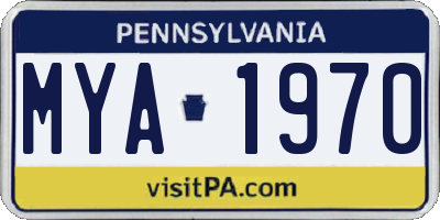 PA license plate MYA1970