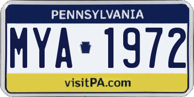 PA license plate MYA1972