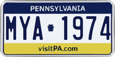 PA license plate MYA1974
