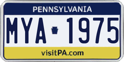 PA license plate MYA1975