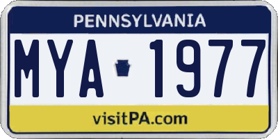PA license plate MYA1977