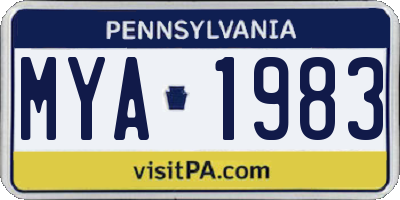 PA license plate MYA1983