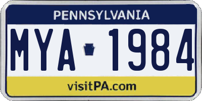 PA license plate MYA1984