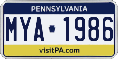 PA license plate MYA1986