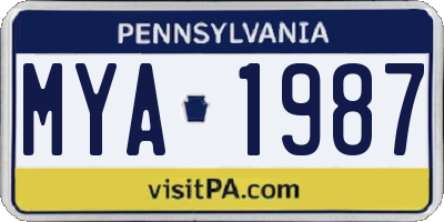 PA license plate MYA1987