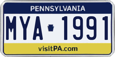 PA license plate MYA1991