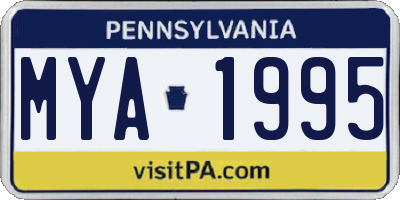 PA license plate MYA1995