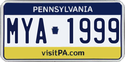 PA license plate MYA1999