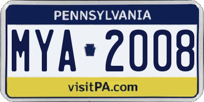 PA license plate MYA2008