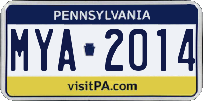 PA license plate MYA2014