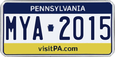 PA license plate MYA2015