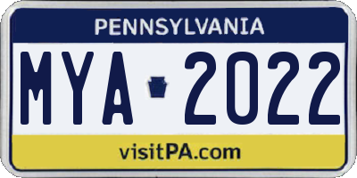 PA license plate MYA2022